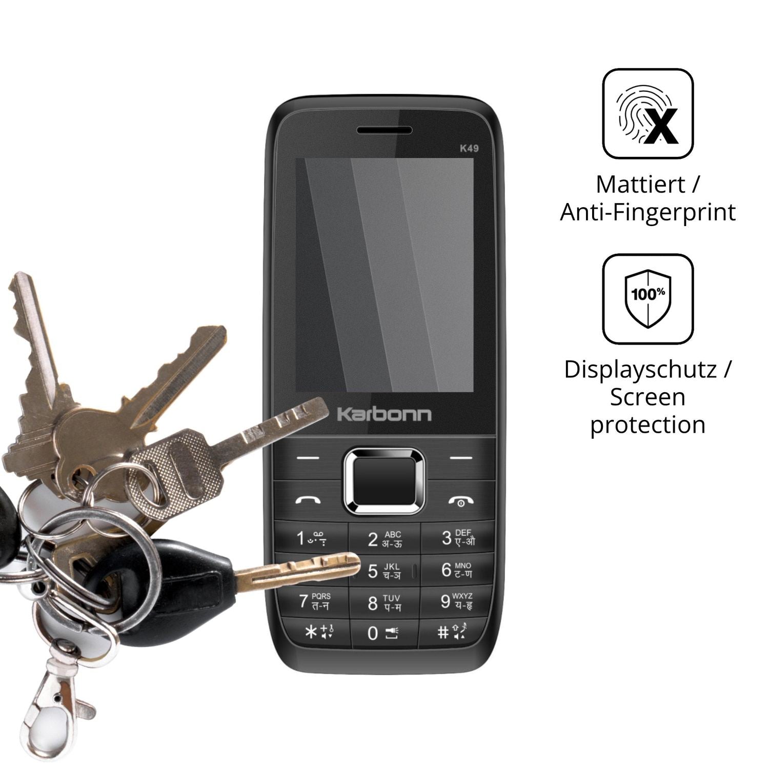 dipos Displayschutz für Karbonn K49, mattierte Oberfläche, Blickschutzfilter und perfekter Passform