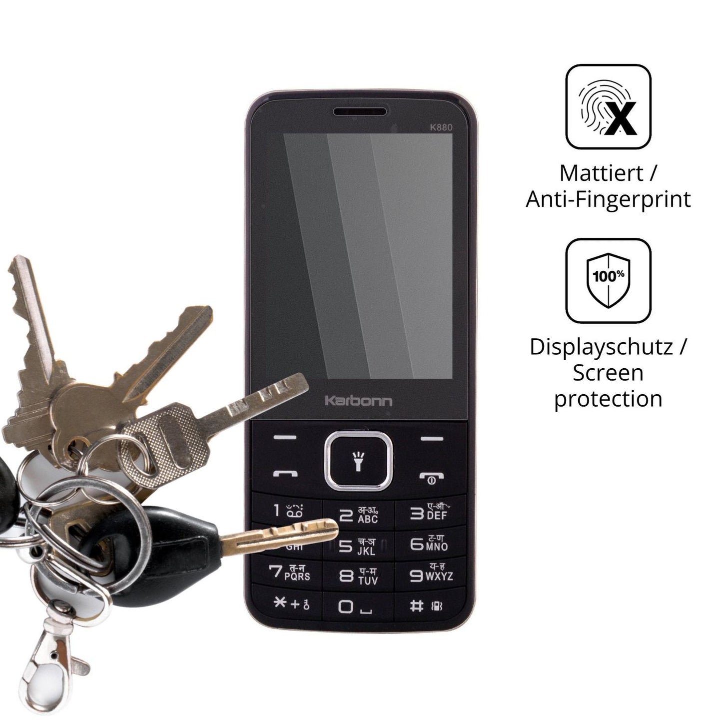 dipos Displayschutz für Karbonn K880, mattierte Oberfläche, Blickschutzfilter und perfekter Passform