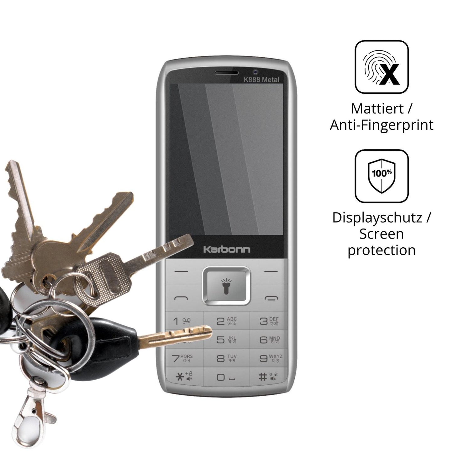 dipos Displayschutz für Karbonn K888 Metal, mattierte Oberfläche, Blickschutzfilter und perfekter Passform