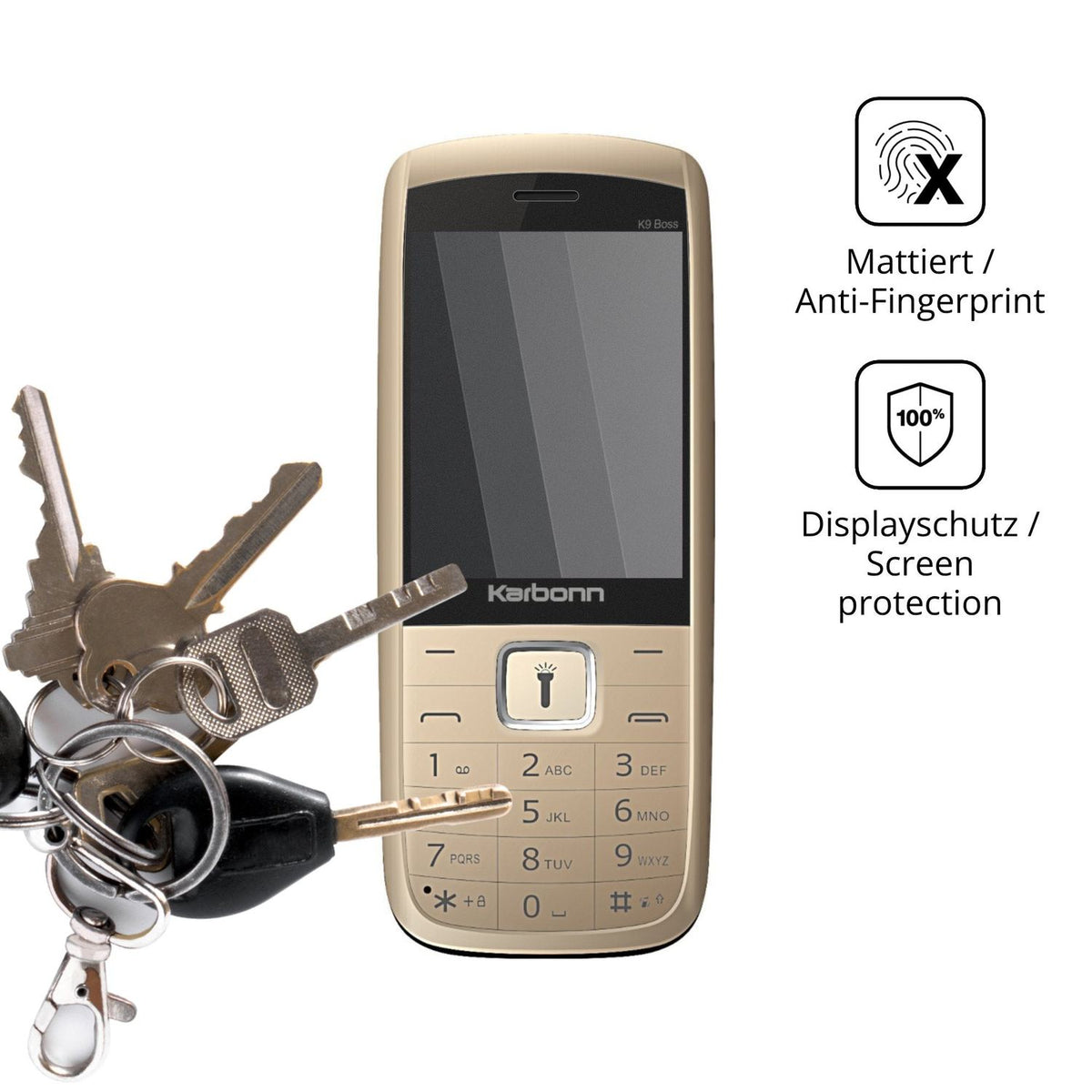 dipos Displayschutz für Karbonn K9 Boss, mattierte Oberfläche, Blickschutzfilter und perfekter Passform