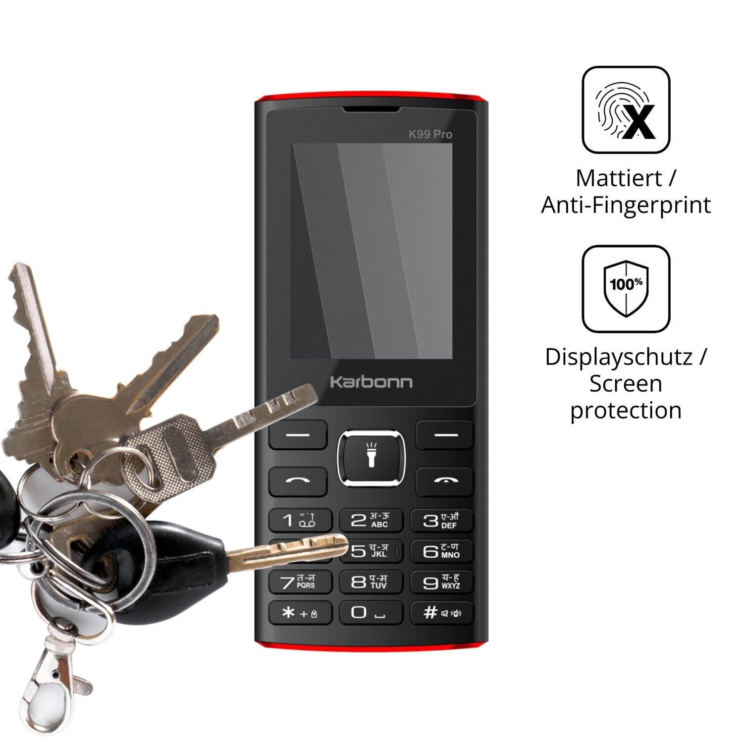 dipos Displayschutz für Karbonn K99 Pro, mattierte Oberfläche, Blickschutzfilter und perfekter Passform