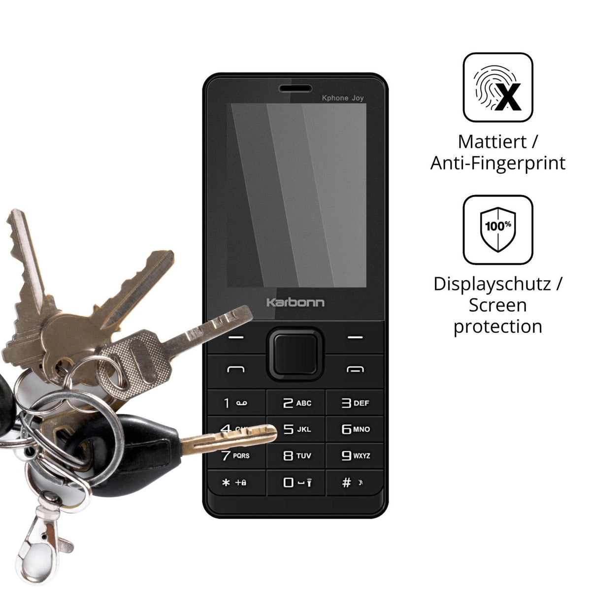 dipos Displayschutz für Karbonn Kphone Joy, mattierte Oberfläche, Blickschutzfilter und perfekter Passform