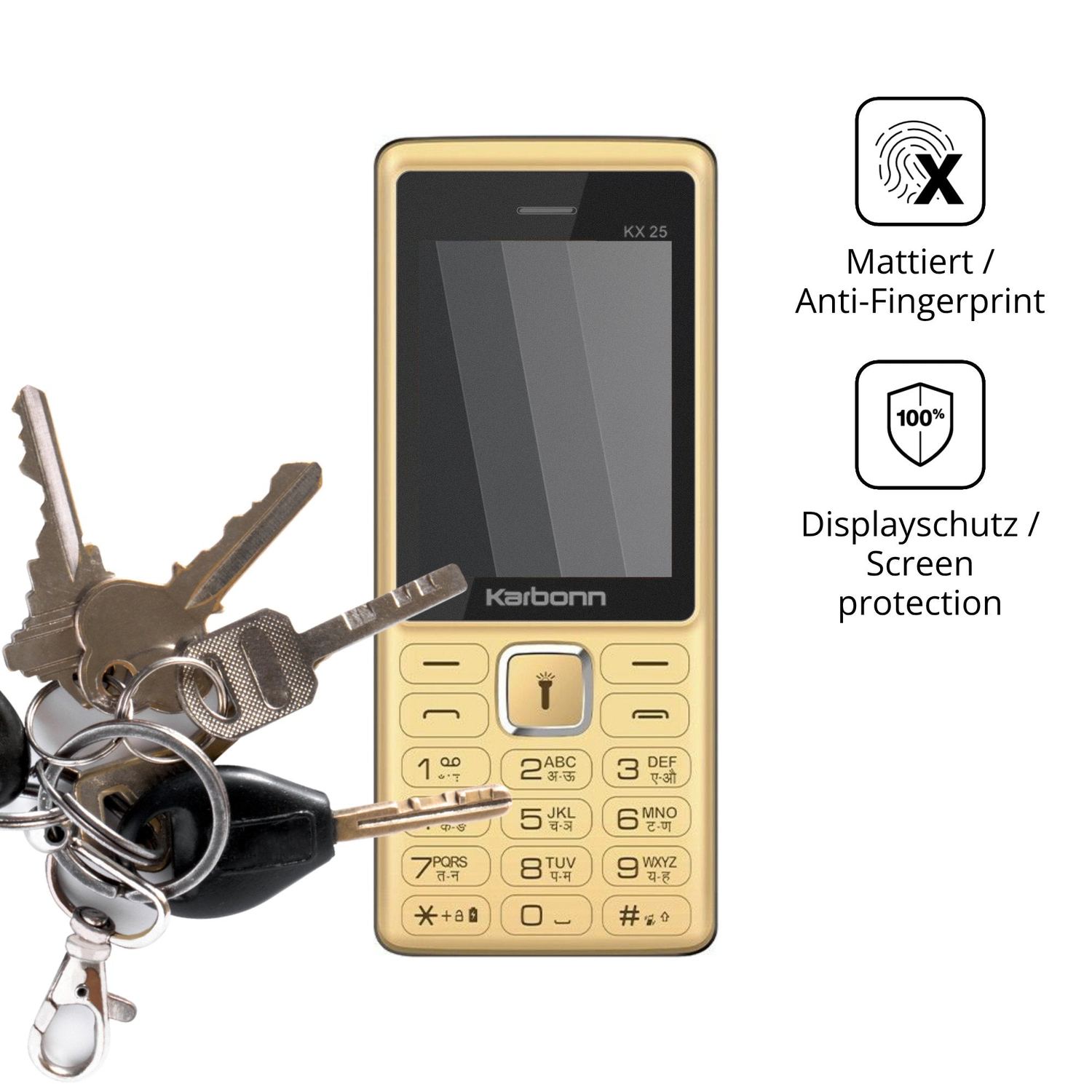 dipos Displayschutz für Karbonn KX25, mattierte Oberfläche, Blickschutzfilter und perfekter Passform