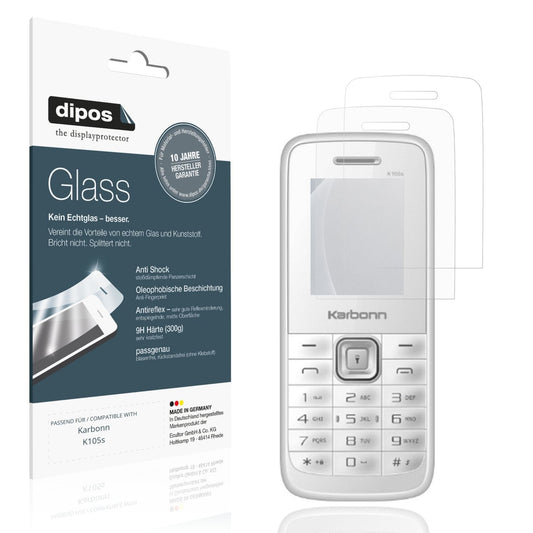 2x Screen Protector for Karbonn K105s matte Flexible Glass 9H dipos