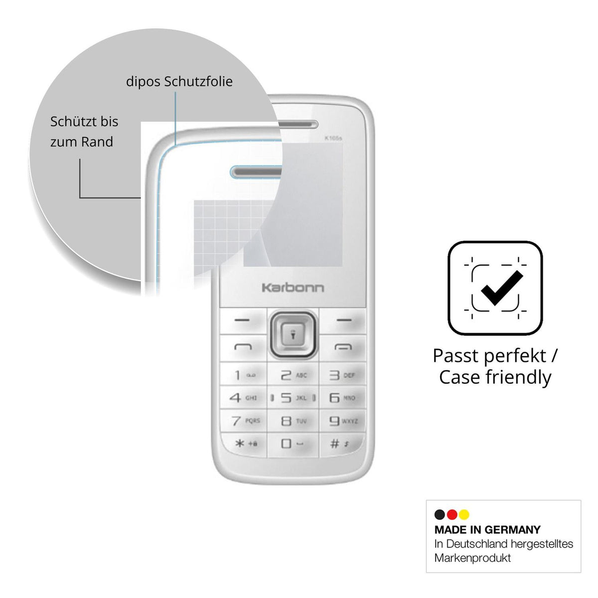 2x Screen Protector for Karbonn K105s matte Flexible Glass 9H dipos
