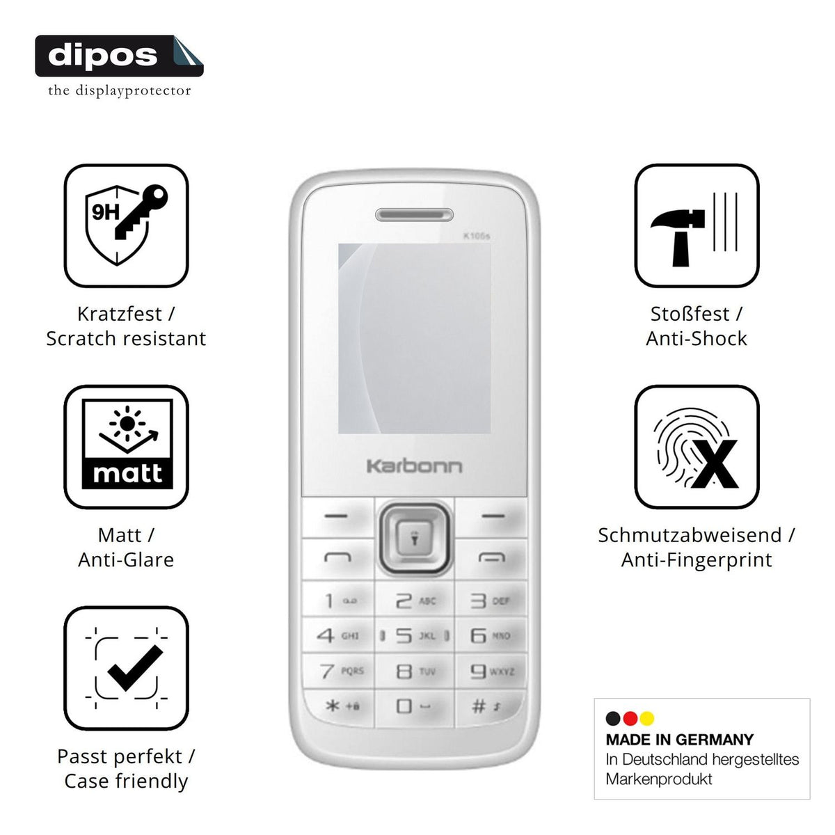 2x Screen Protector for Karbonn K105s matte Flexible Glass 9H dipos