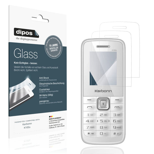 2x Screen Protector for Karbonn K105s Flexible Glass 9H dipos