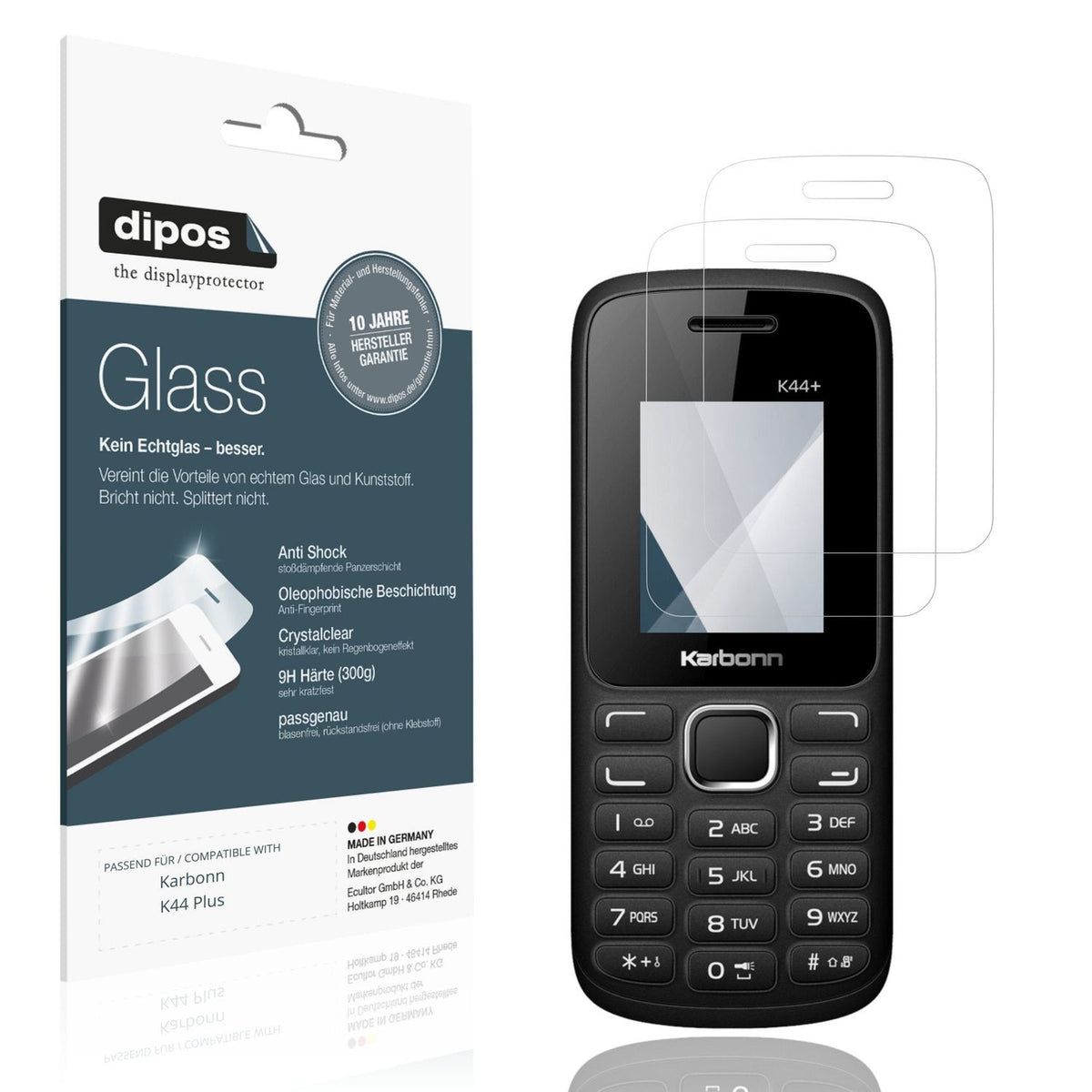 2x Screen Protector for Karbonn K44 Plus Flexible Glass 9H dipos