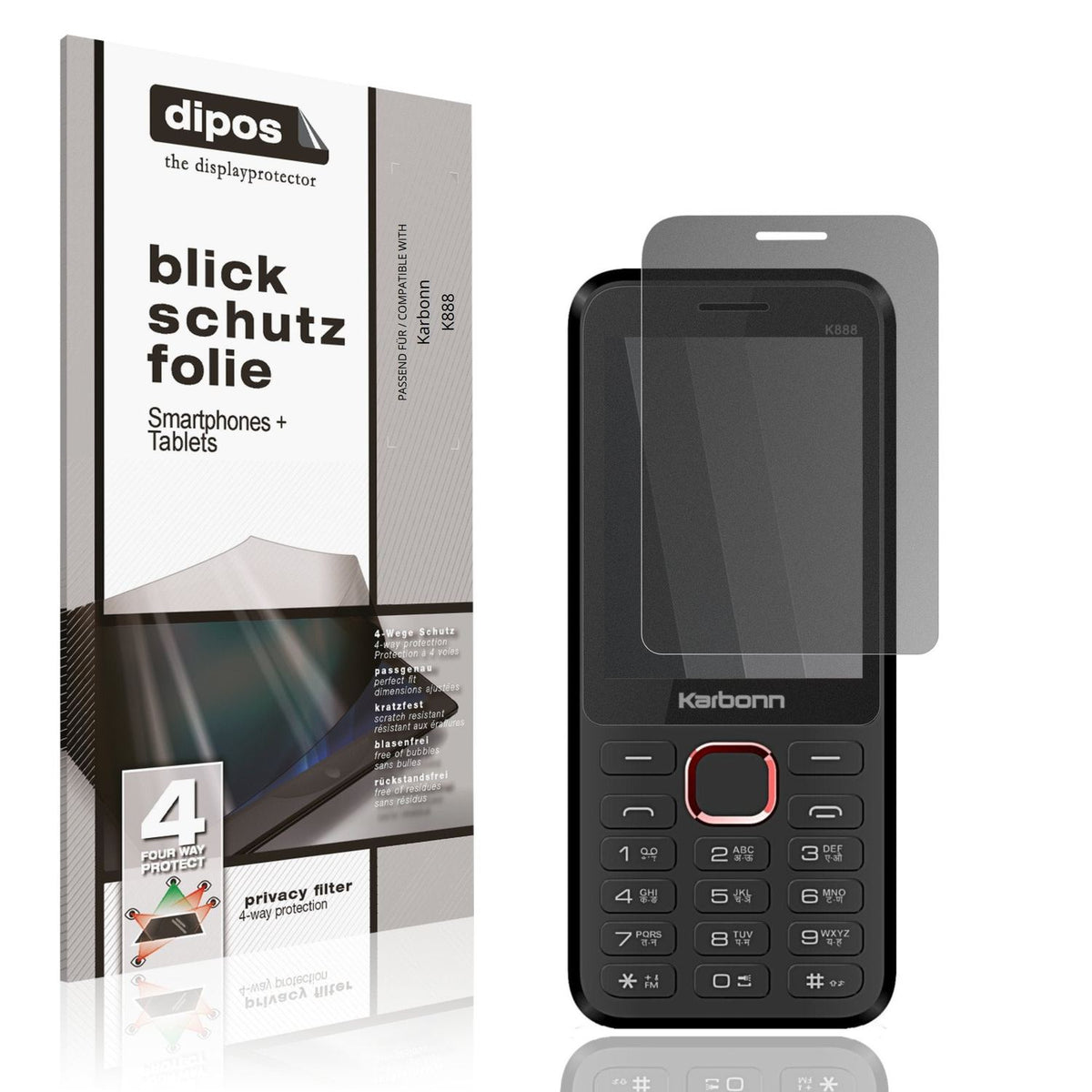 Screen Protector for Karbonn K888 Privacy Filter 4-Way Protection dipos