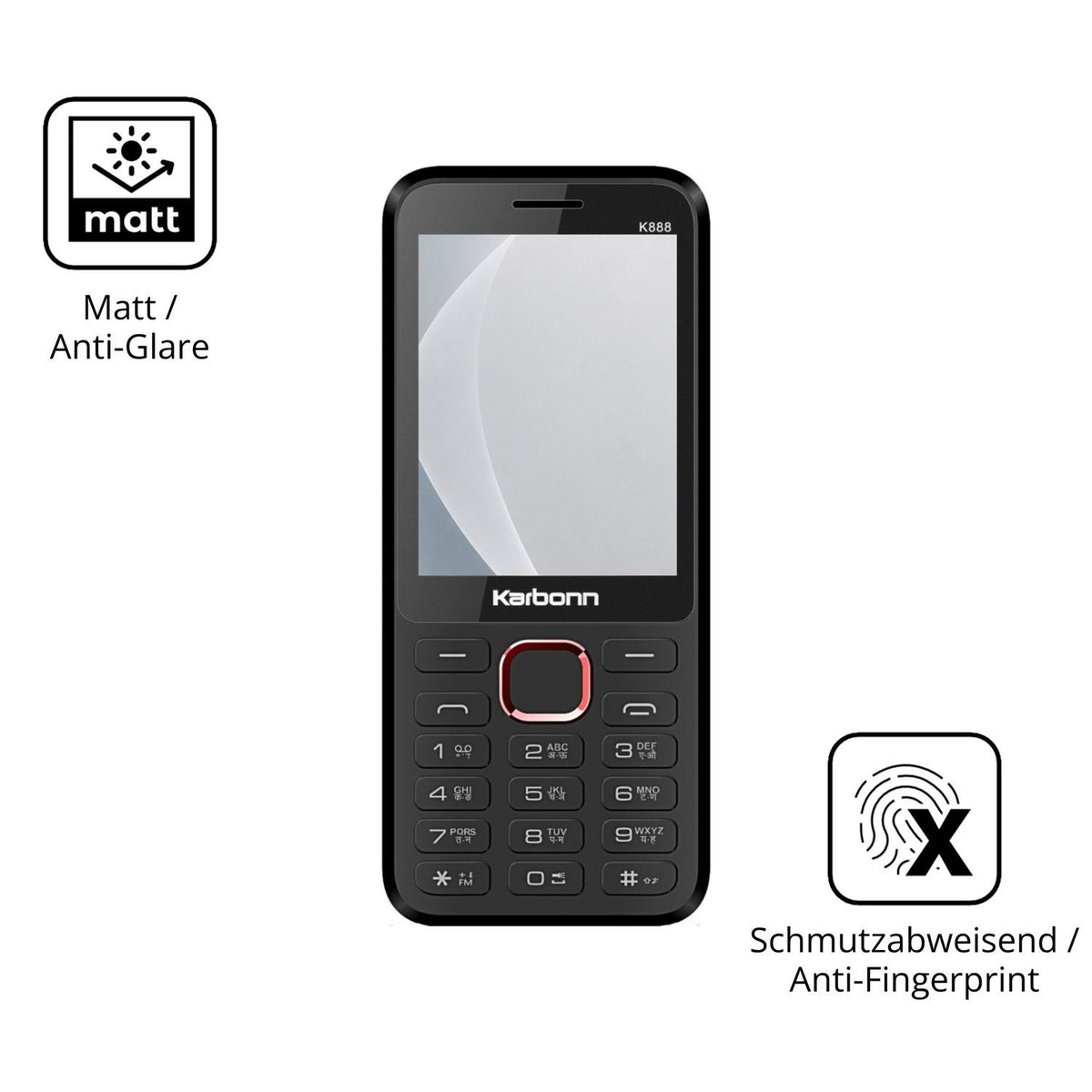 2x Screen Protector for Karbonn K888 matte Flexible Glass 9H dipos