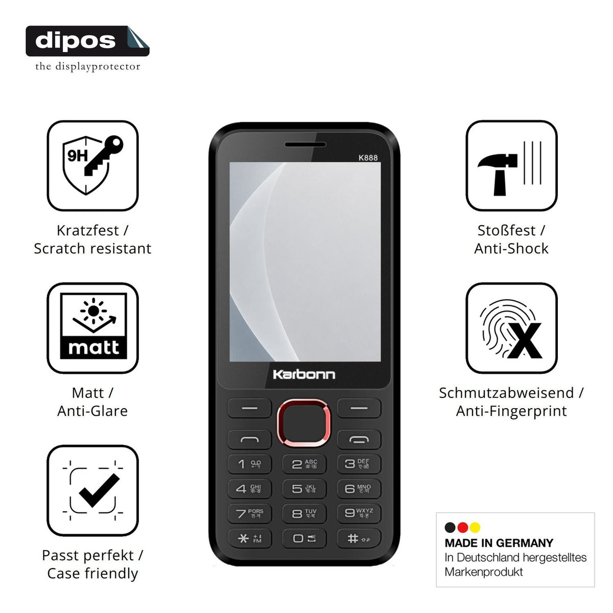 2x Screen Protector for Karbonn K888 matte Flexible Glass 9H dipos