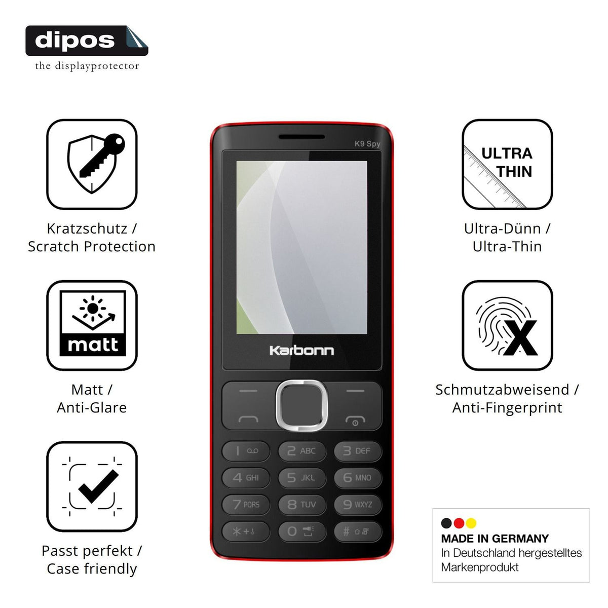 4x Screen Protector for Karbonn K9 Spy Protection Anti Glare dipos