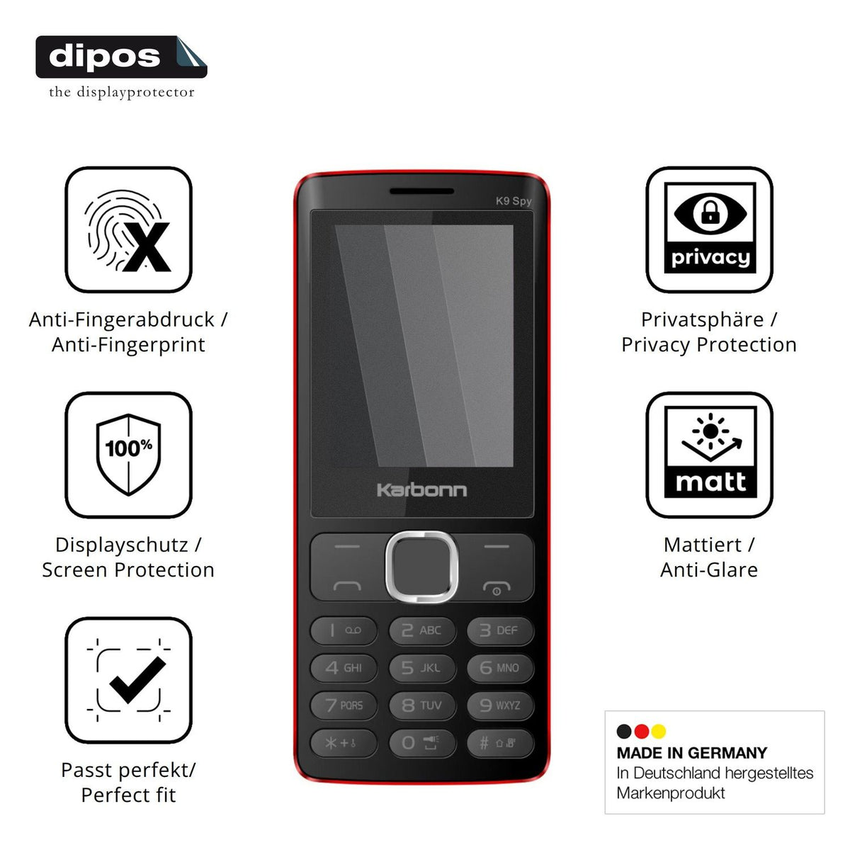 Screen Protector for Karbonn K9 Spy Privacy Filter 4-Way Protection dipos