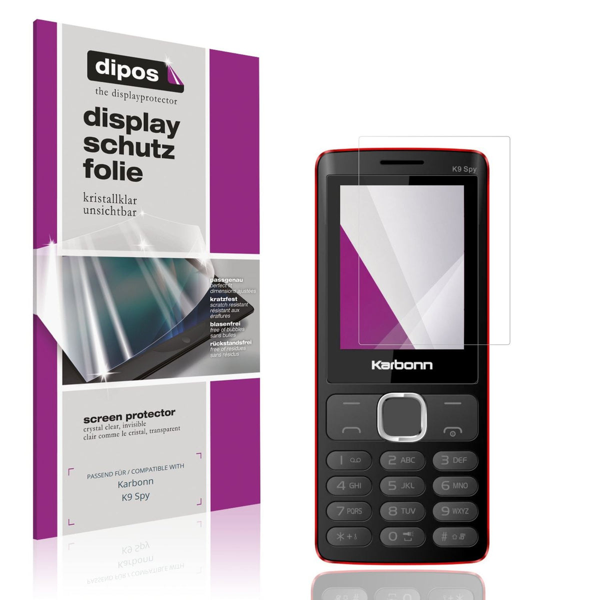 4x Screen Protector for Karbonn K9 Spy Protection Crystal Clear dipos