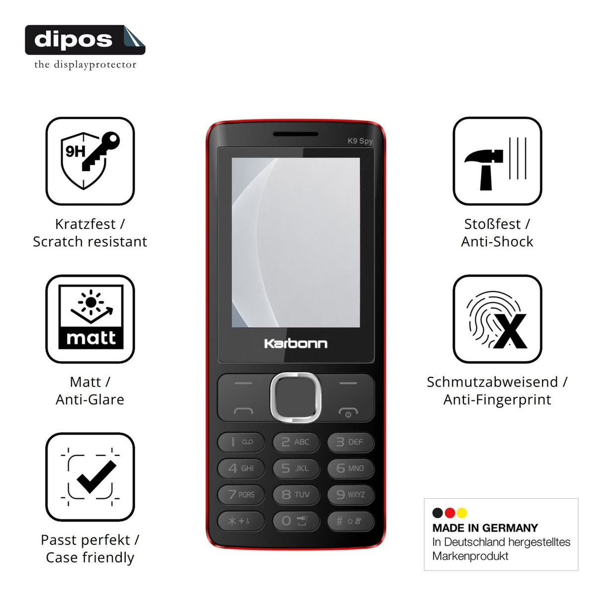 2x Screen Protector for Karbonn K9 Spy matte Flexible Glass 9H dipos