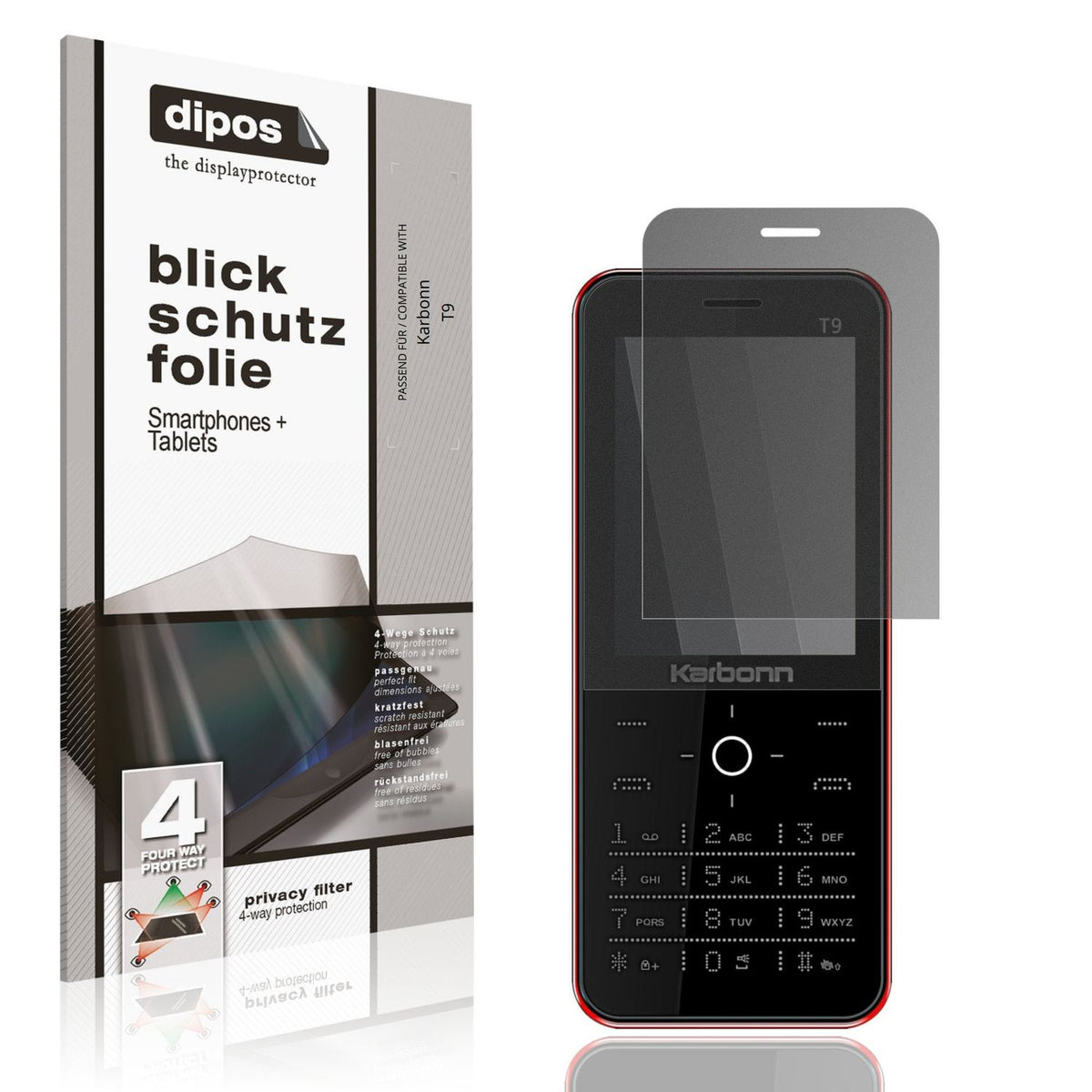 Screen Protector for Karbonn T9 Privacy Filter 4-Way Protection dipos