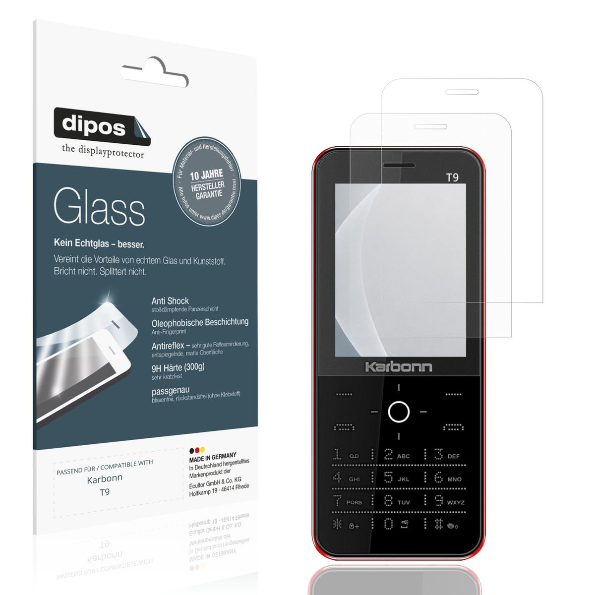 2x Screen Protector for Karbonn T9 matte Flexible Glass 9H dipos