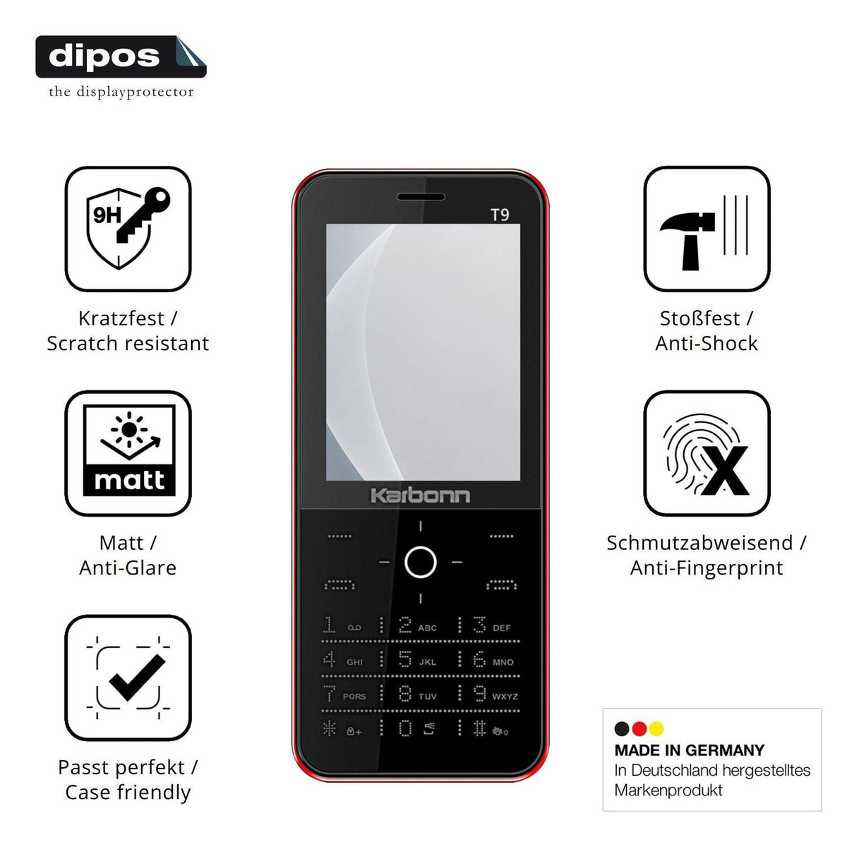 2x Screen Protector for Karbonn T9 matte Flexible Glass 9H dipos