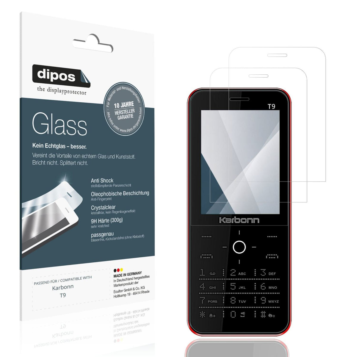 2x Screen Protector for Karbonn T9 Flexible Glass 9H dipos