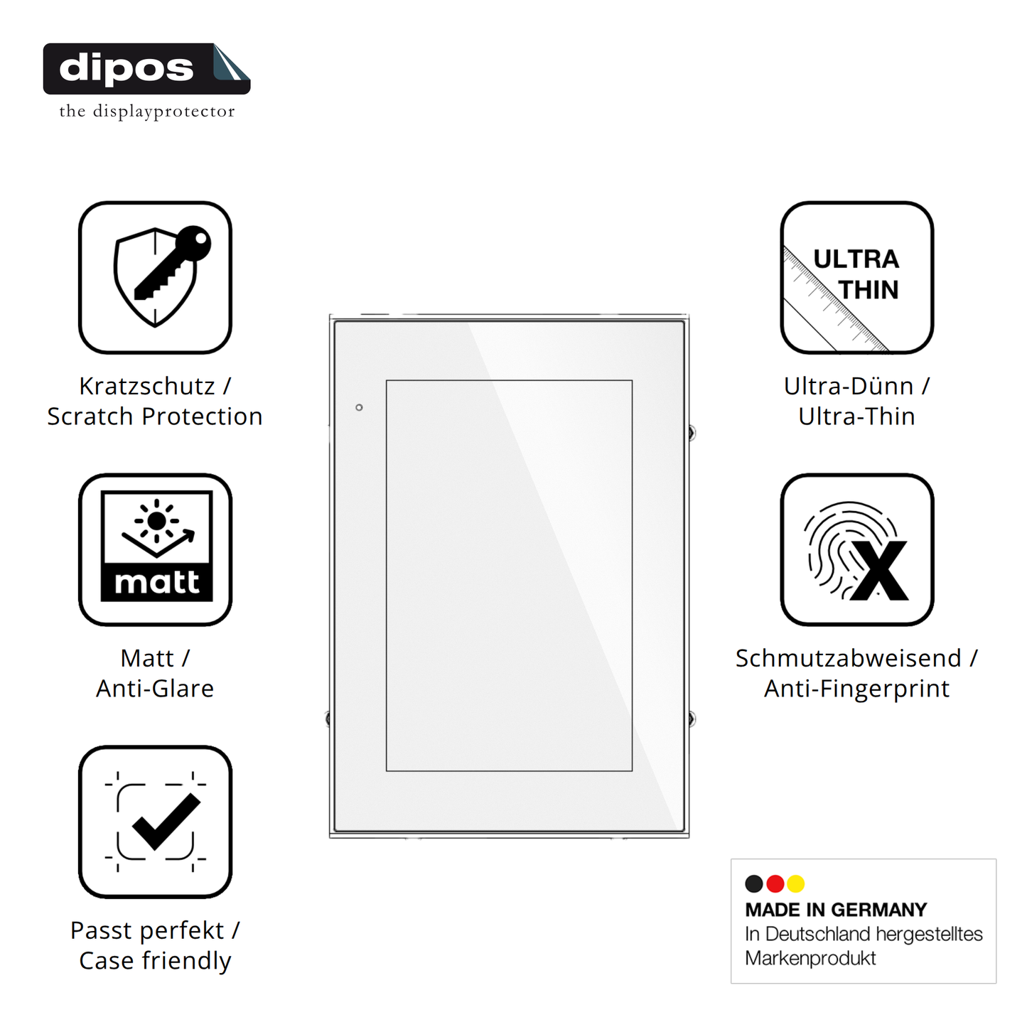 Displayschutz hergestellt in Deutschland, höchste Qualität made in Germany
