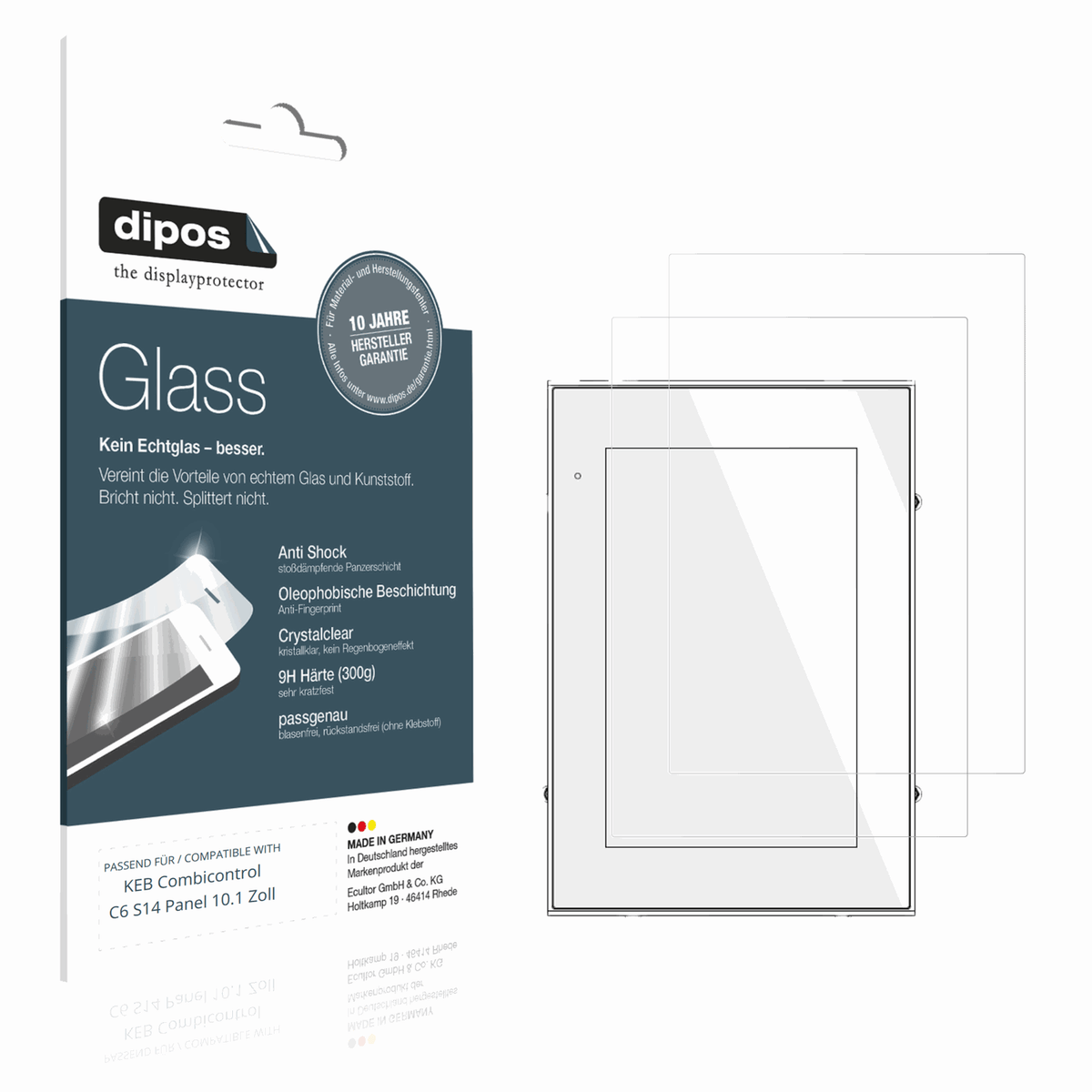 2x Screen Protector for KEB Combicontrol C6 S14 Panel 10.1 Zoll Flexible Glass