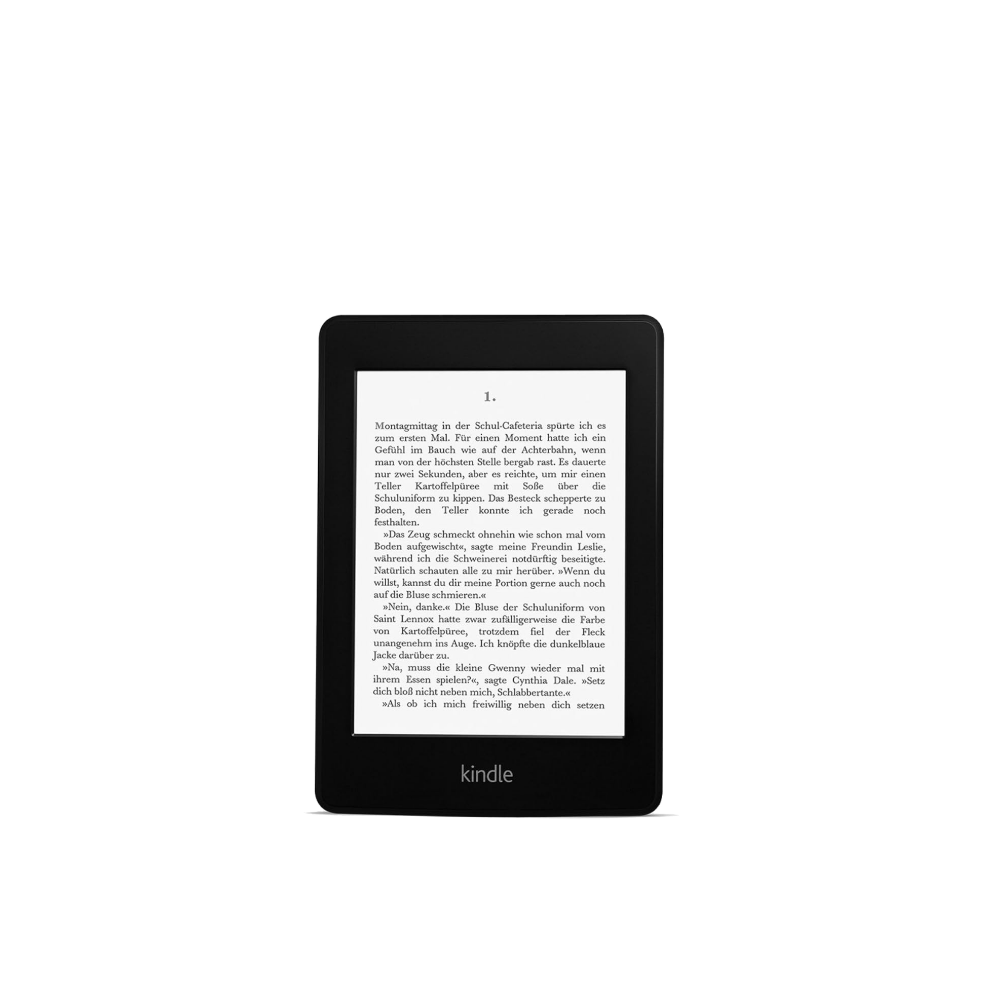 KindlePaperwhite 6 Zoll 2012 mit aufgebrachtem dipos Displayschutz, der seitliche Einblicke blockiert
