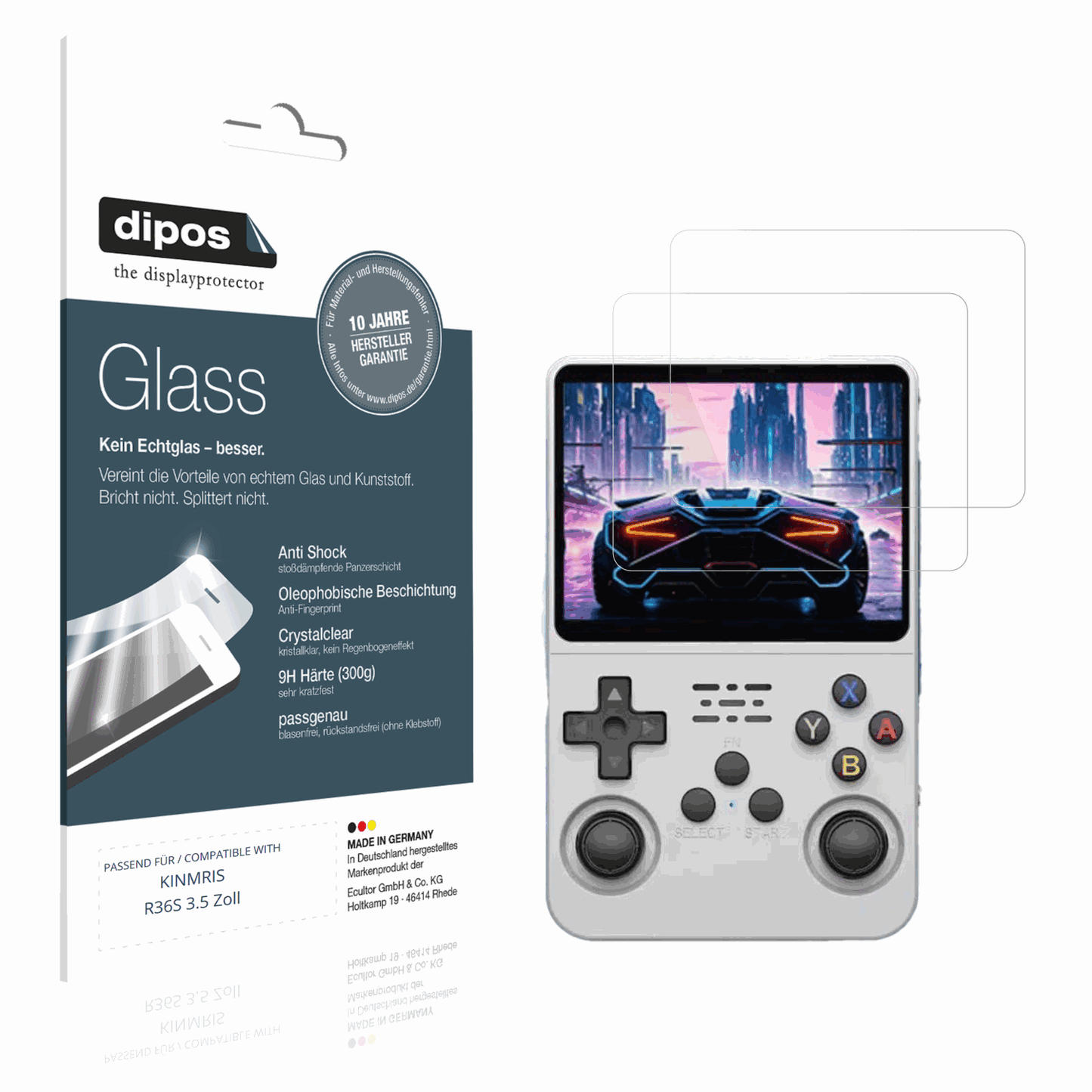 Klare Displayschutzfolie von dipos passend für KINMRIS R36S 3.5 Zoll, 9H kratzfest und blasenfrei montiert