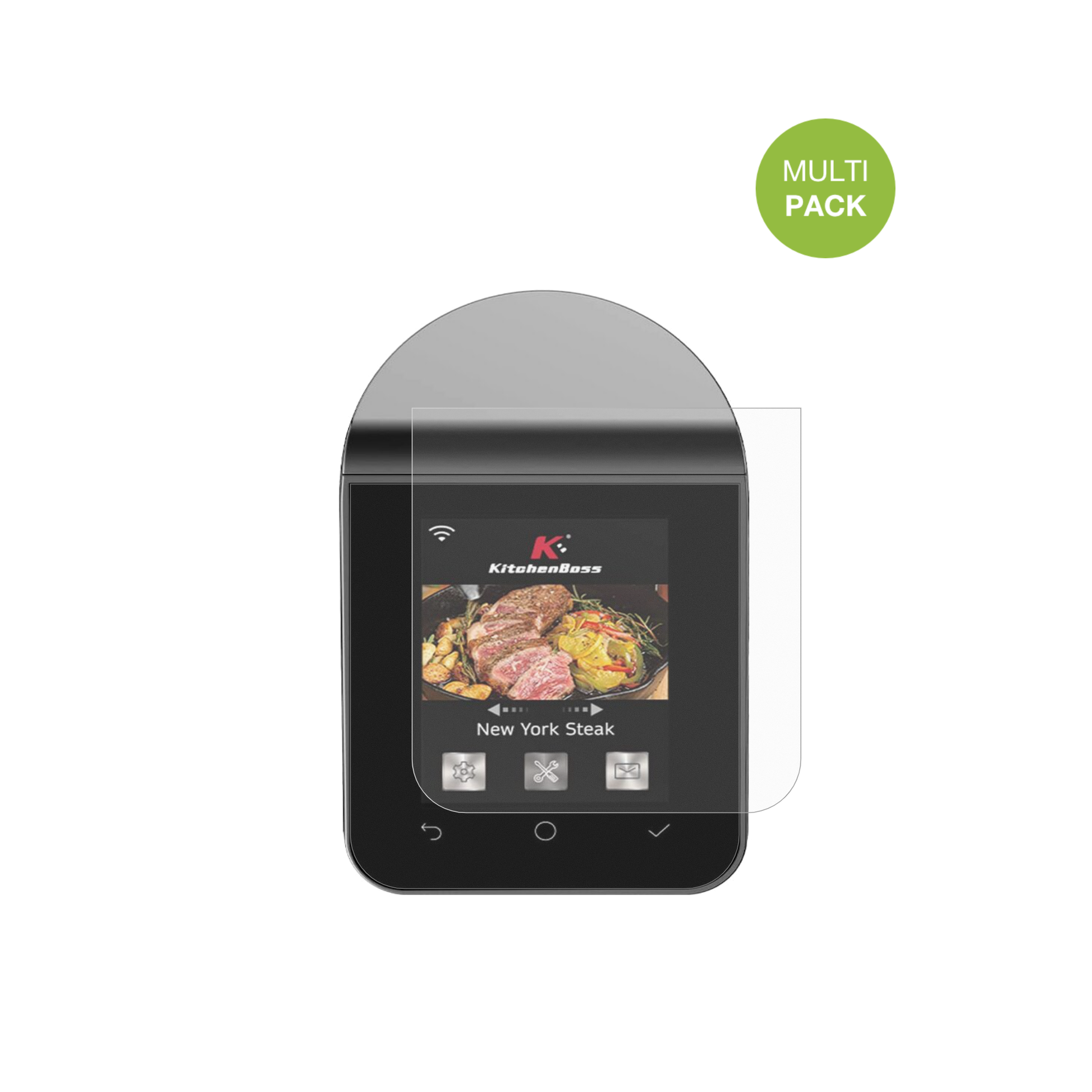 KitchenBossG330 mit aufgebrachter dipos Displayschutzfolie, die lästige Fingerabdrücke minimiert