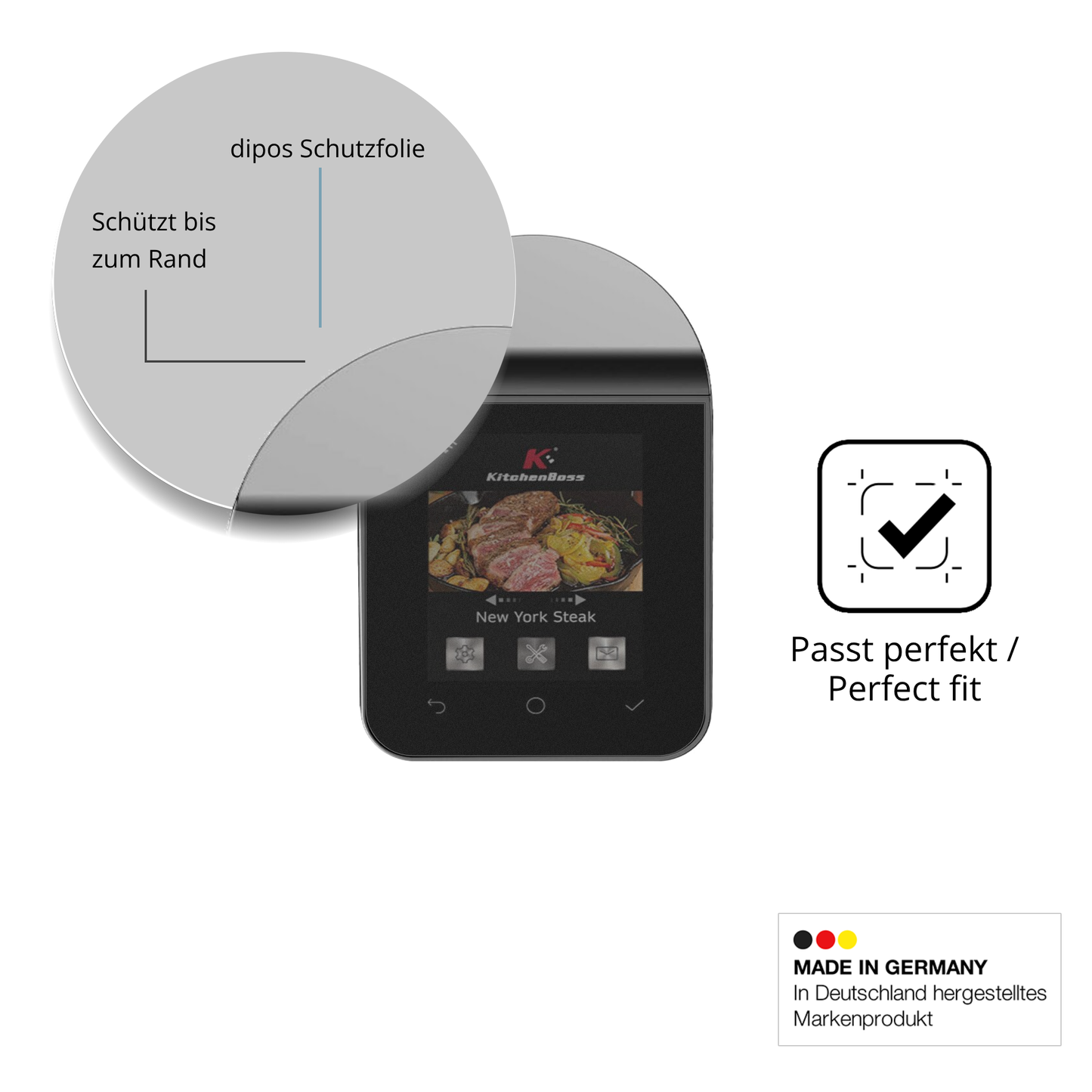 Schutz gegen Kratzer auf dem KitchenBoss G330 Glas durch Schlüssel oder Ähnliches