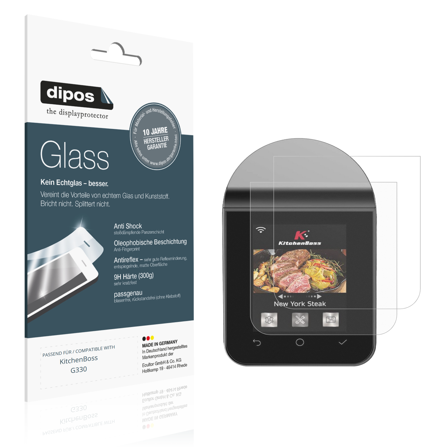 Matte Displayschutzfolie von dipos passend für KitchenBoss G330, 9H kratzfest und blasenfrei montiert