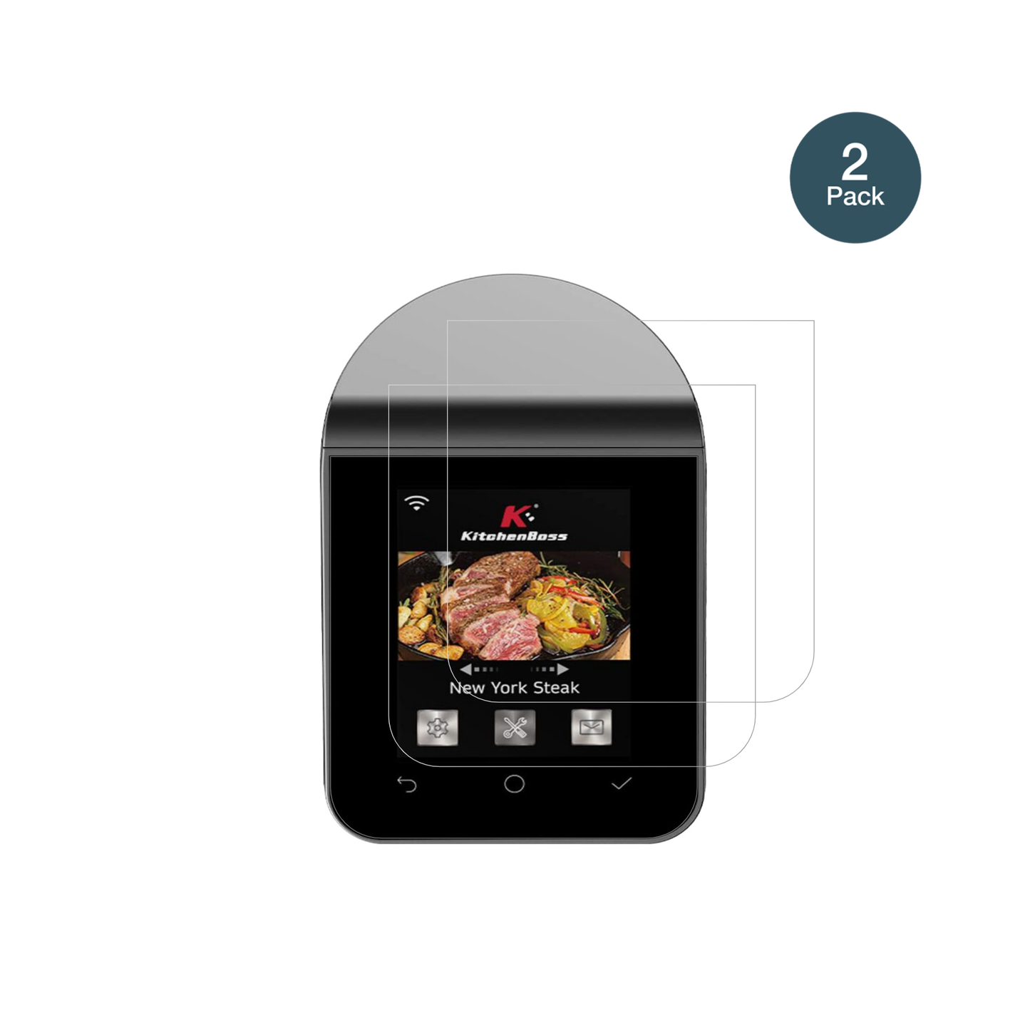 KitchenBossG330 mit aufgebrachter dipos Flex Schutzfolie, glasklare Darstellung ohne Einschränkungen