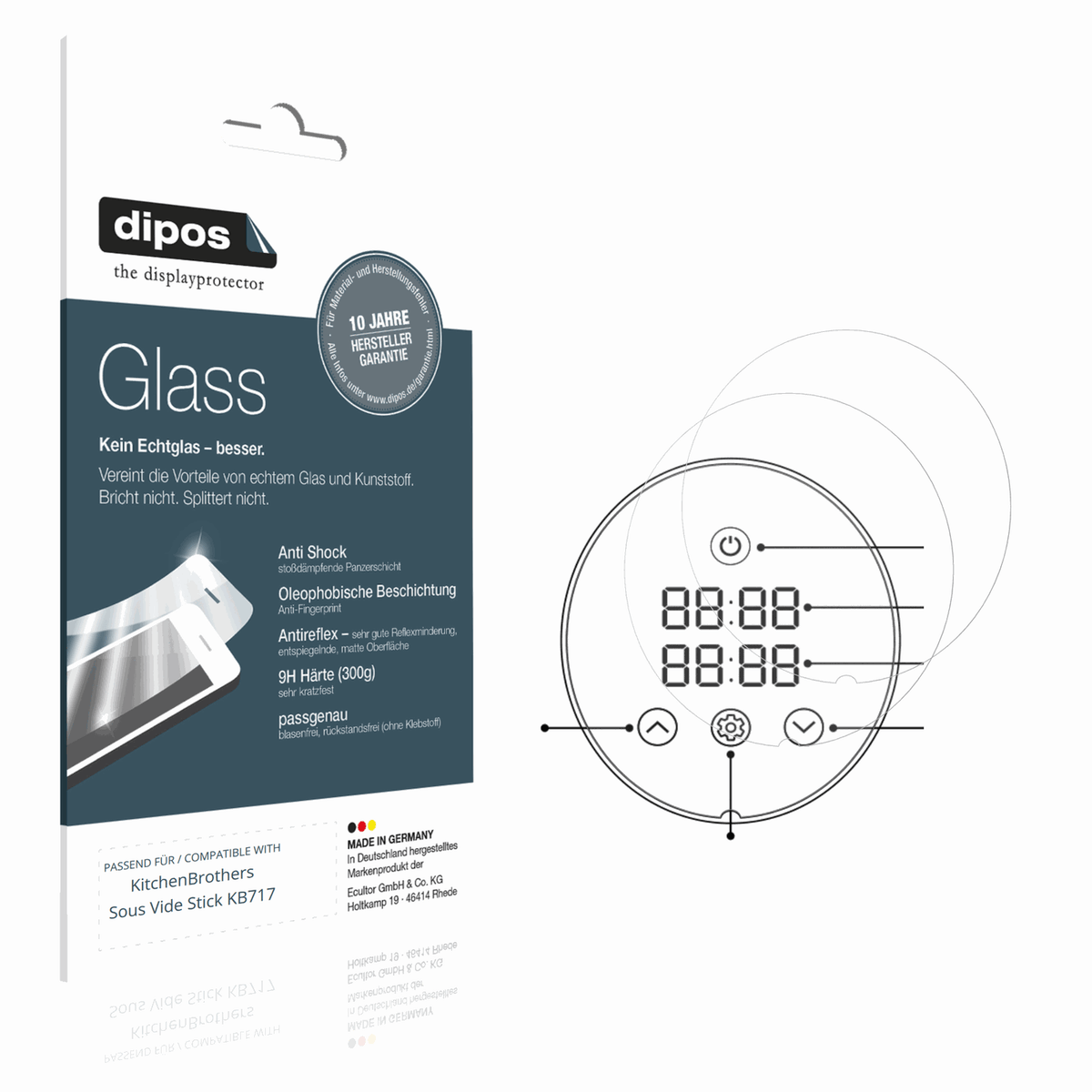 2x Screen Protector for KitchenBrothers Sous Vide Stick KB717 matte Flexible 