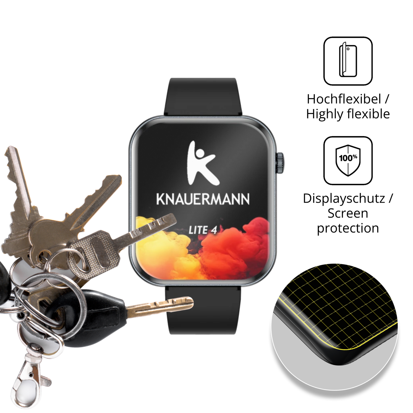 2x Full Cover Schutzfolie matt für Knauermann Lite 4 2026 (eckig)