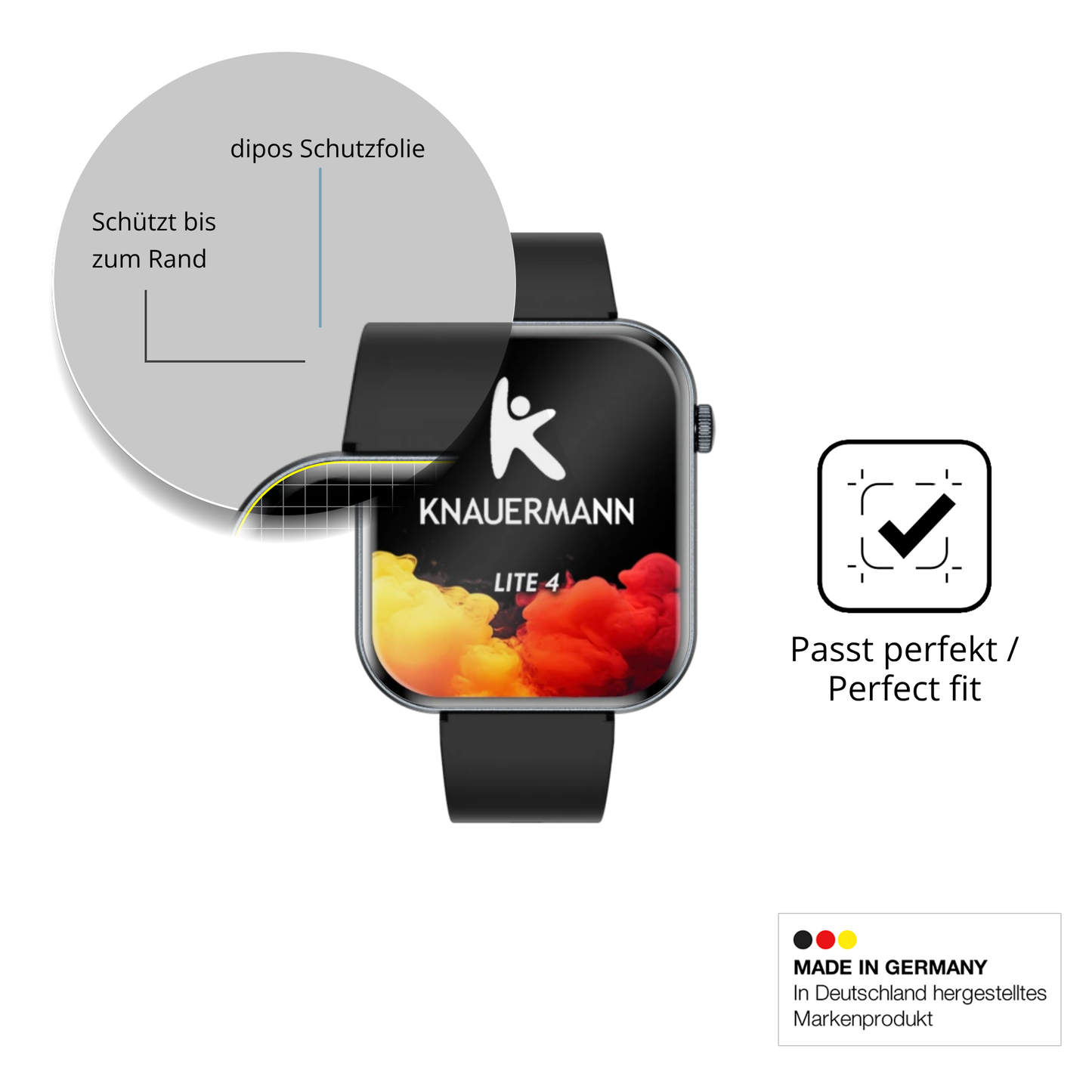 2x 3D Full Cover Schutzfolie für Knauermann Lite 4 2026 (eckig)