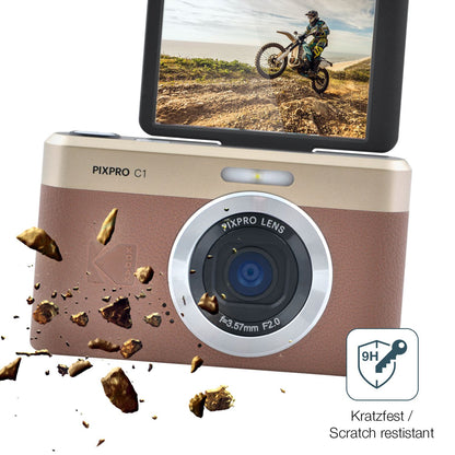 dipos Displayschutz für Kodak Pixpro C1, transparente Oberfläche, perfekte Passform auch für die Rundungen