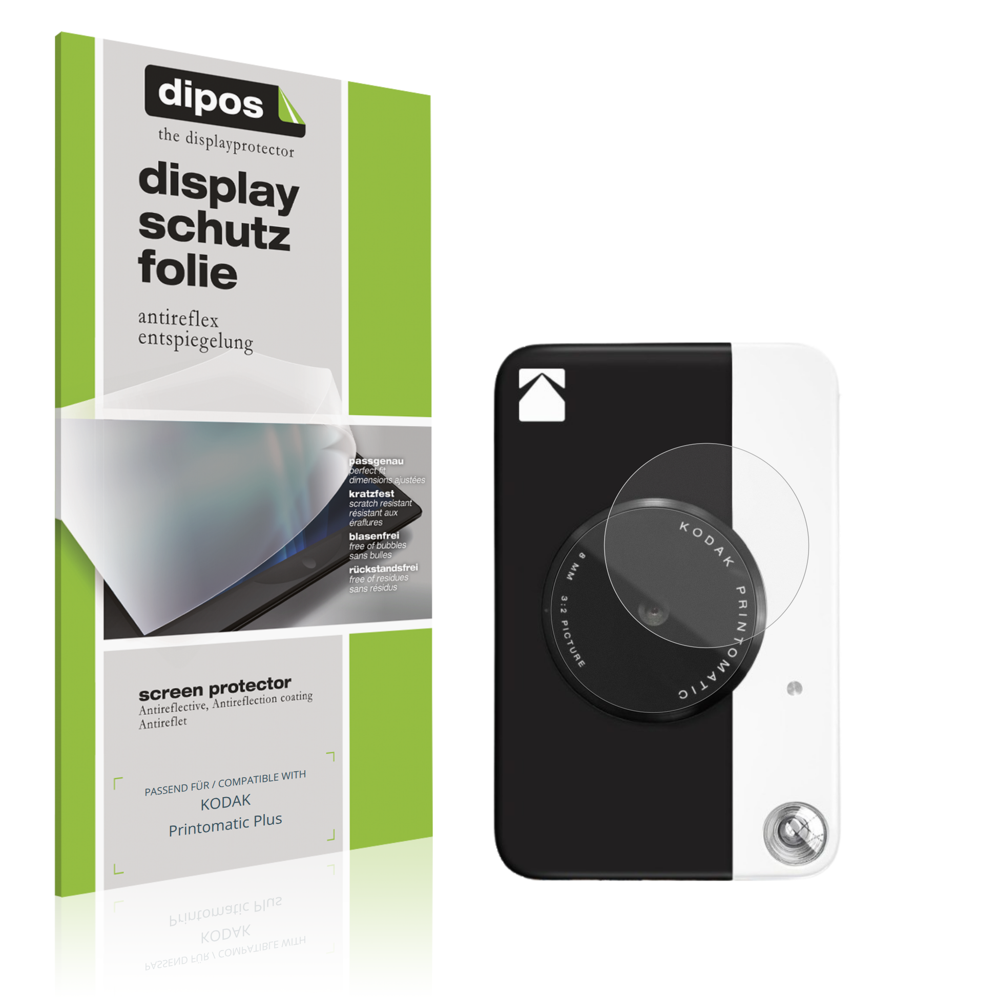 Matte Displayschutzfolie von dipos passend für KODAK Printomatic Plus, präziser Zuschnitt und blasenfrei montiert