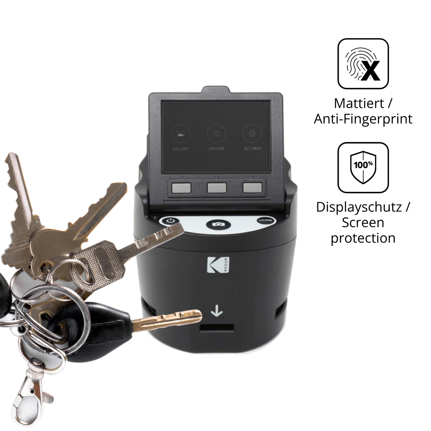 dipos Displayschutz für Kodak SCANZA, mattierte Oberfläche, Blickschutzfilter und perfekter Passform