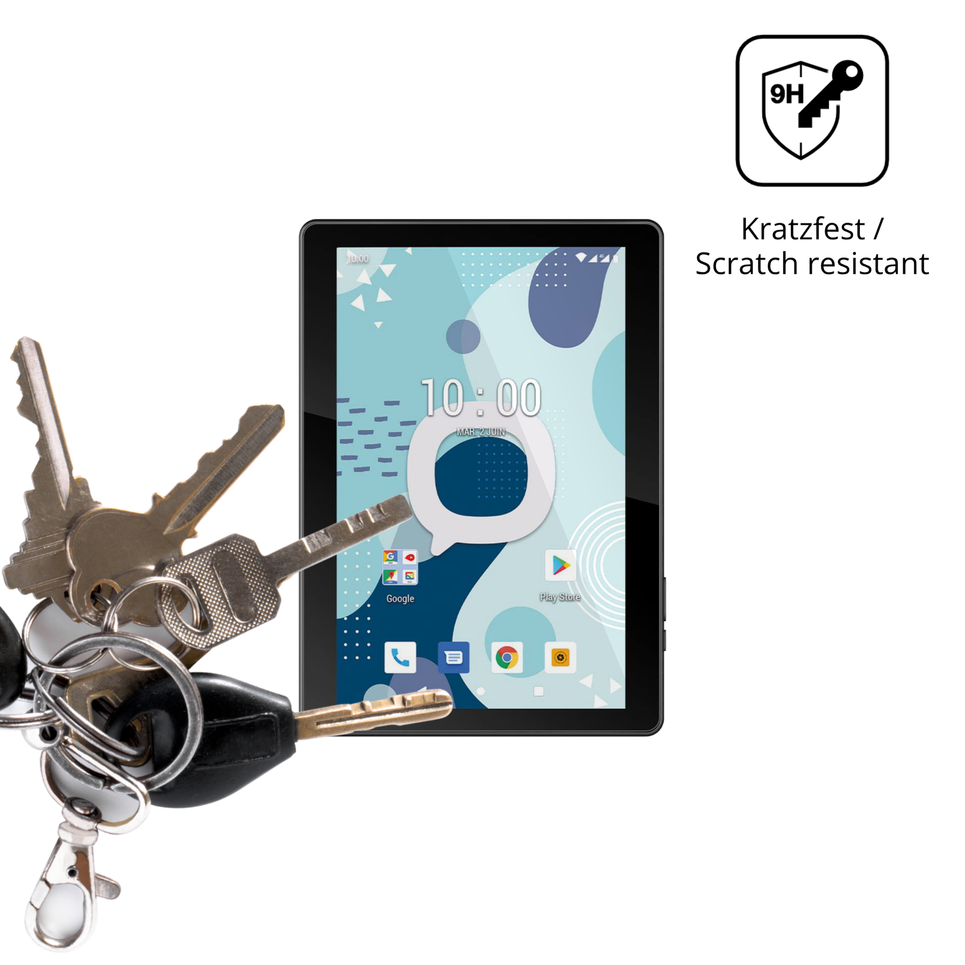 dipos Displayschutz für Konrow K-Tab 1004, transparente Oberfläche, perfekte Passform auch für die Rundungen