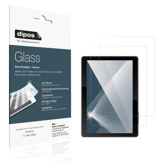 Klare Displayschutzfolie von dipos passend für Konrow K-Tab 1005, 9H kratzfest und blasenfrei montiert