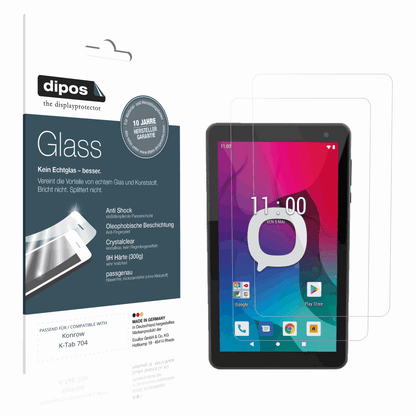 Klare Displayschutzfolie von dipos passend für Konrow K-Tab 704, 9H kratzfest und blasenfrei montiert