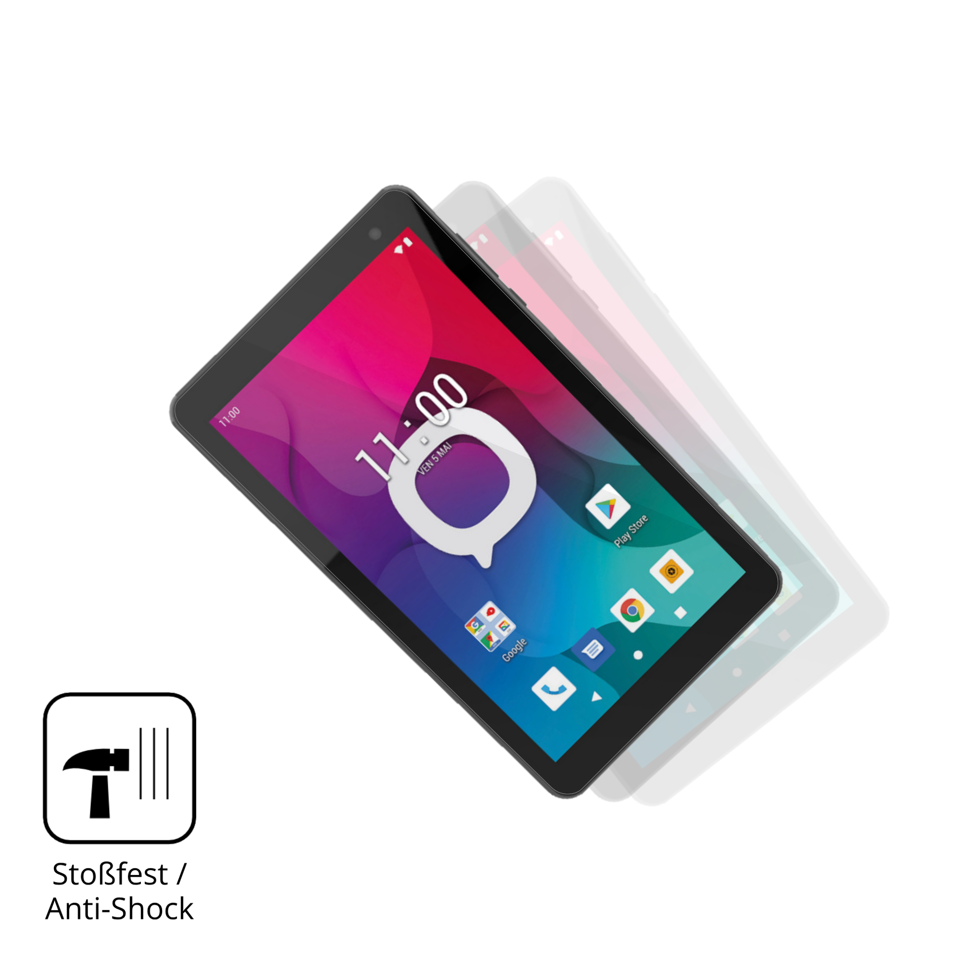 Schutz gegen Kratzer auf dem Konrow K-Tab 704 Glas durch Schlüssel, Stöße gegen die Tischkante oder Stürze