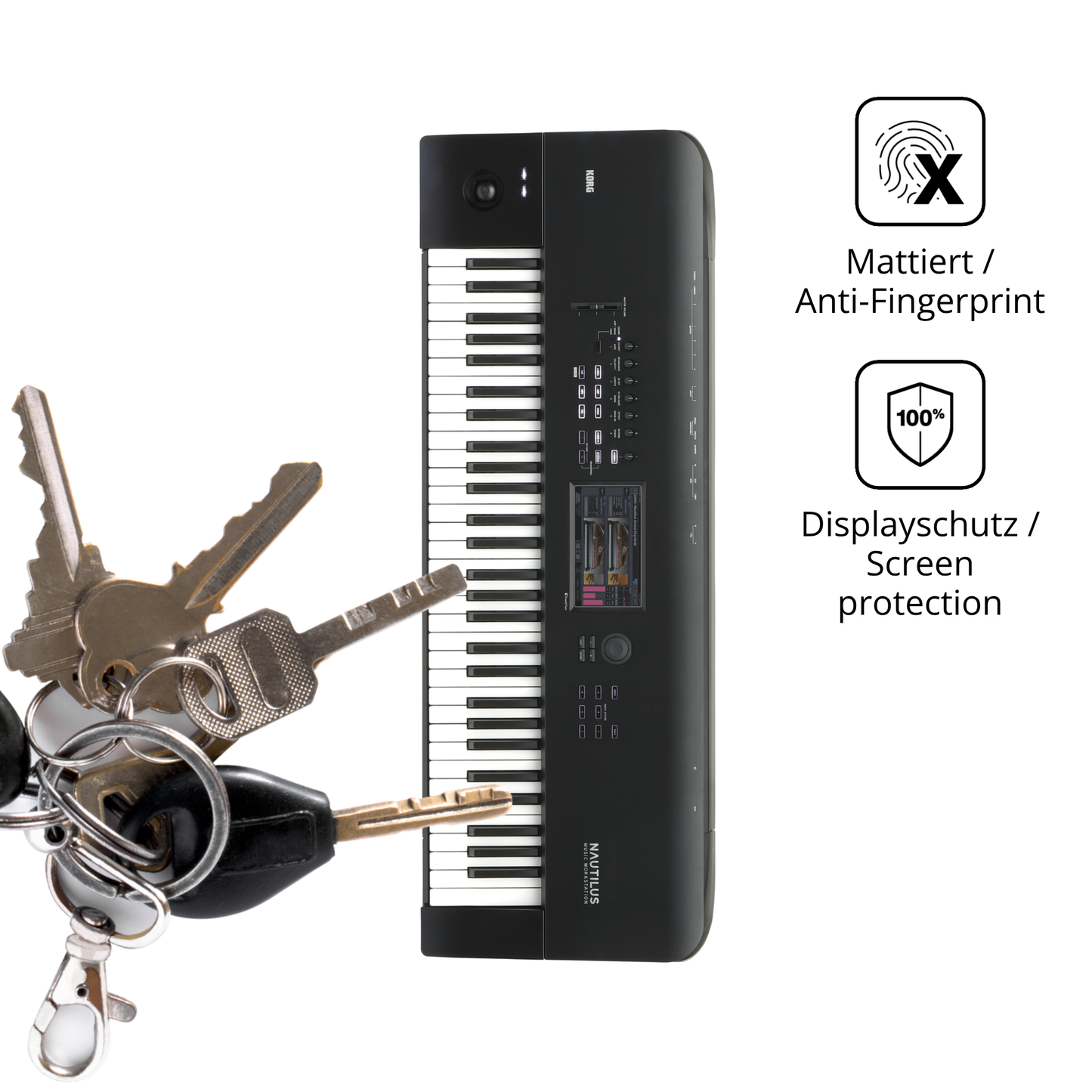 dipos Displayschutz für Korg Nautilus 61, mattierte Oberfläche, Blickschutzfilter und perfekter Passform