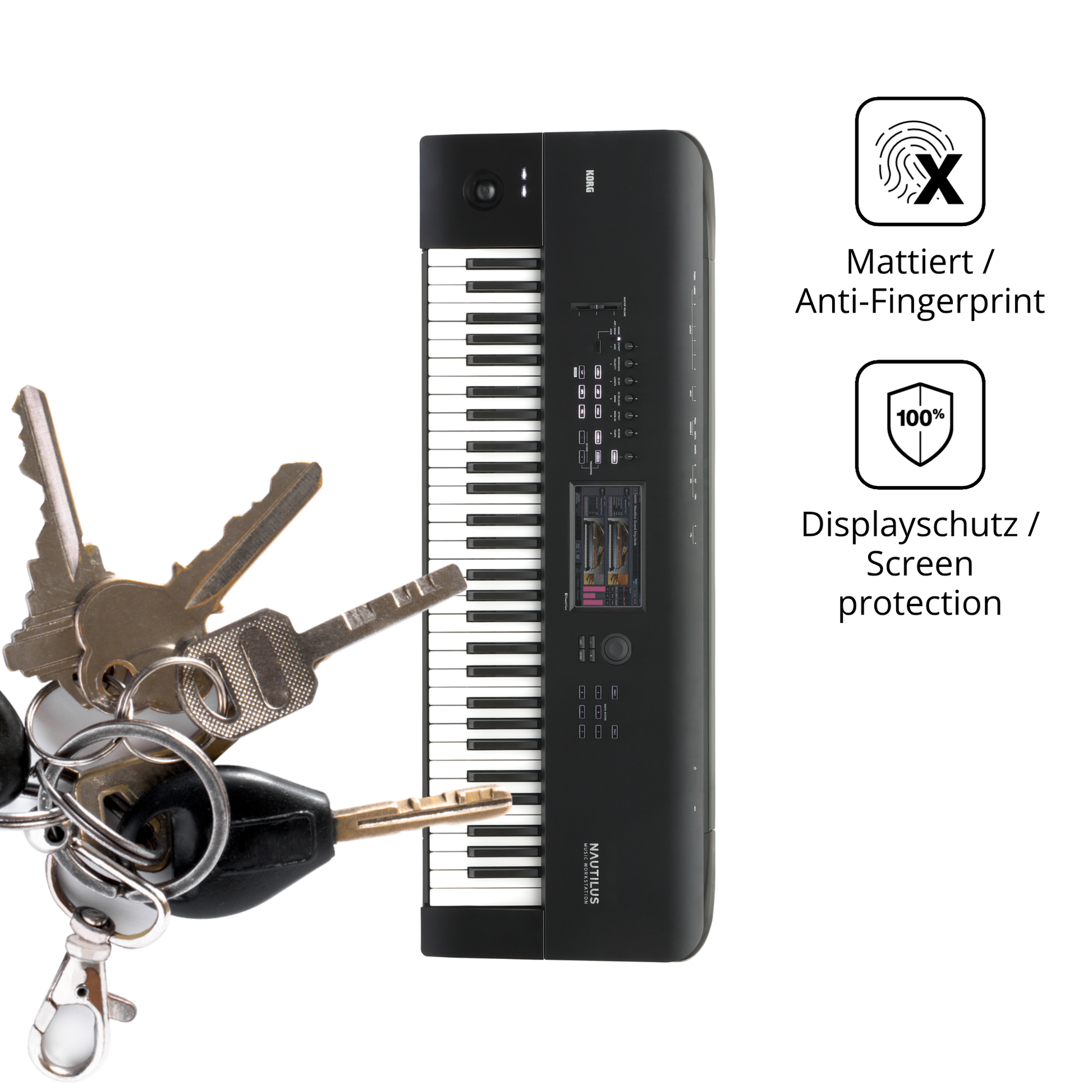 dipos Displayschutz für Korg Nautilus 61, mattierte Oberfläche, Blickschutzfilter und perfekter Passform