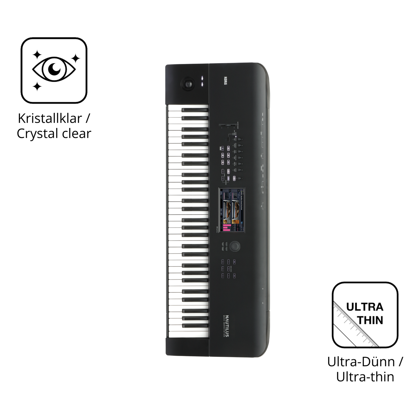 Dünne und klare Folie passend zugeschnitten für Korg Nautilus 61