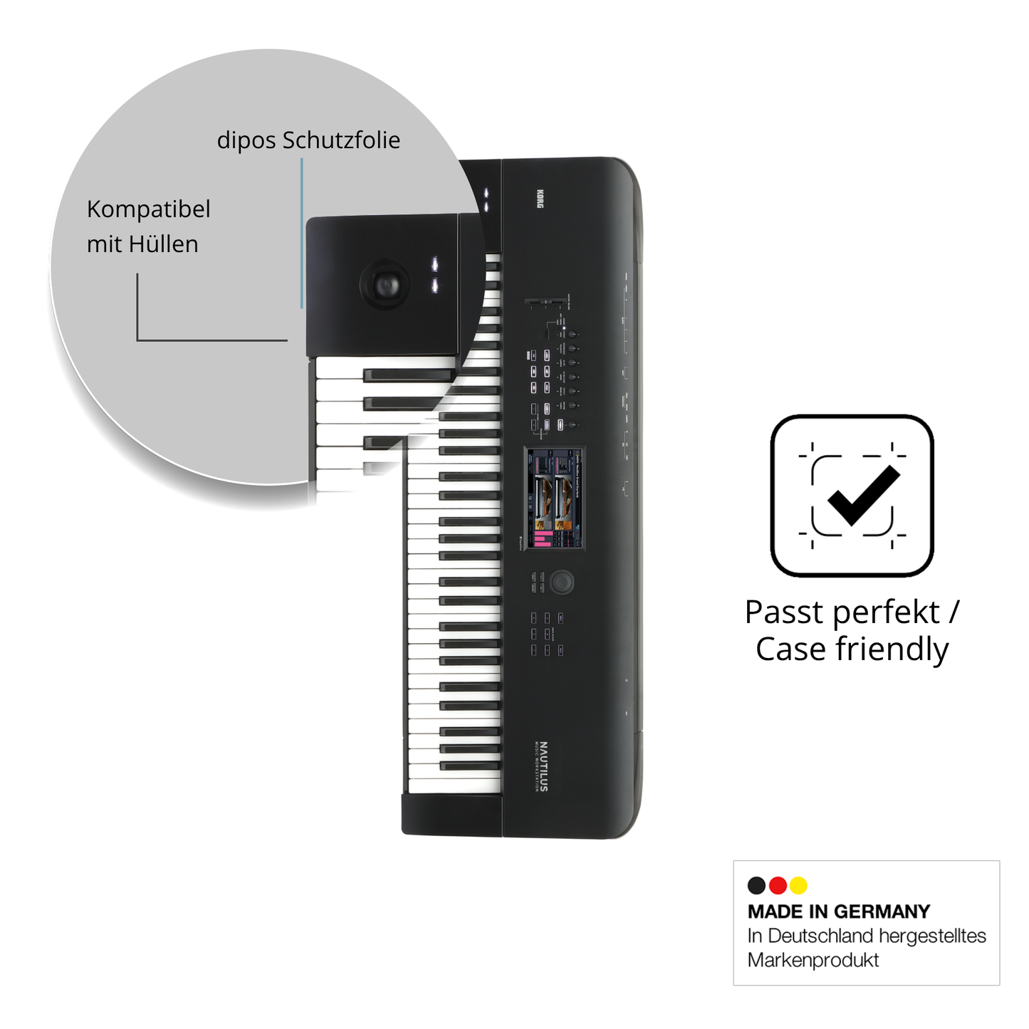 Schutzfolie mit optimaler Passform, zur Verwendung mit Hüllen geeignet