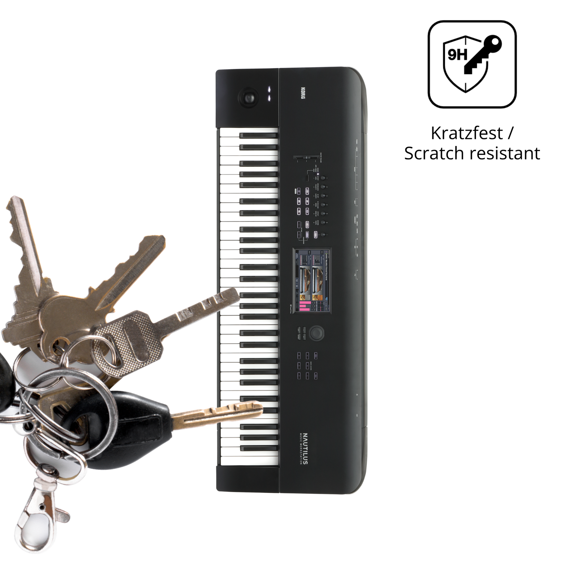 dipos Displayschutz für Korg Nautilus 61, mattierte Oberfläche, robuste Festigkeit und perfekte Passform