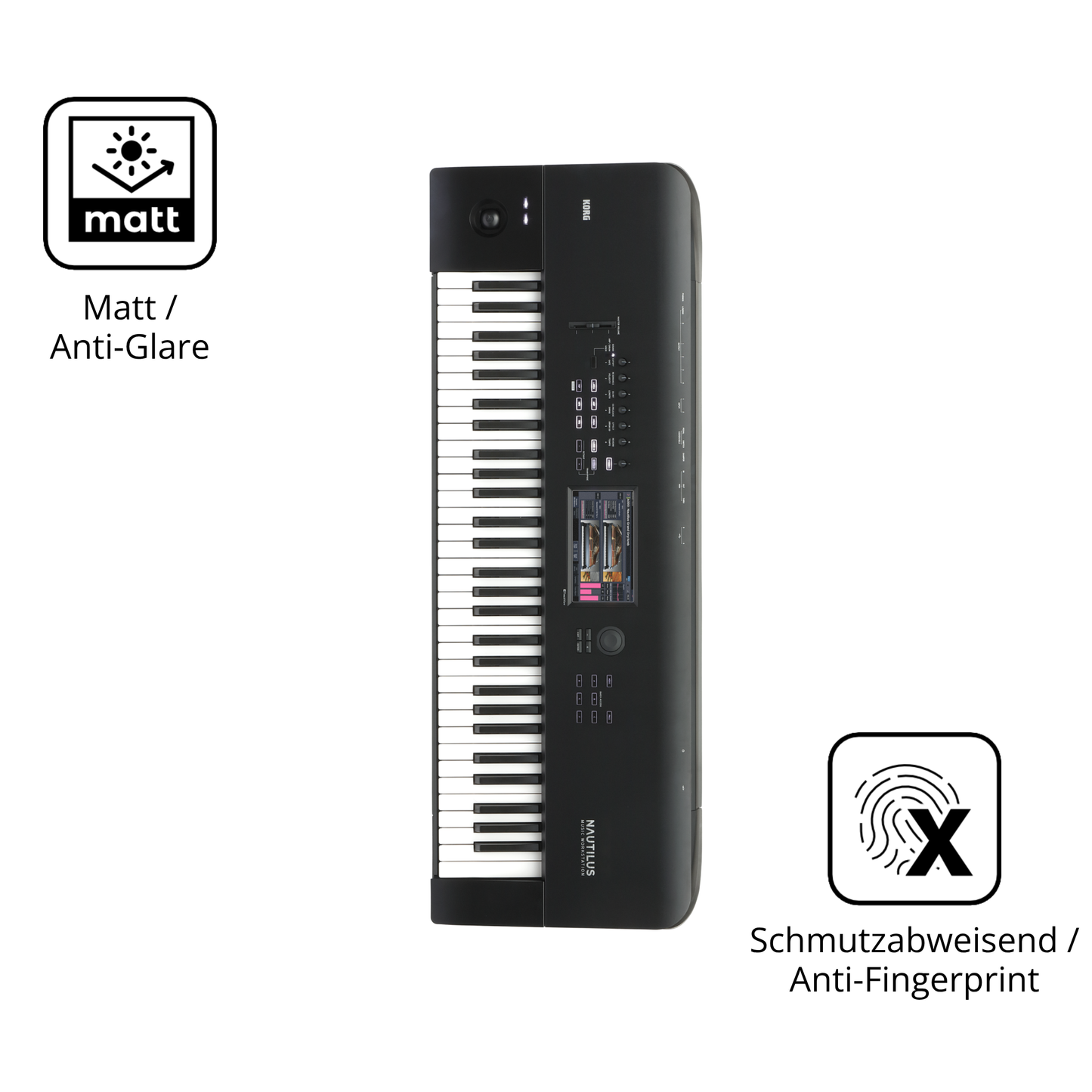 9H Hartbeschichtete, flexible Folie passend zugeschnitten für Korg Nautilus 61