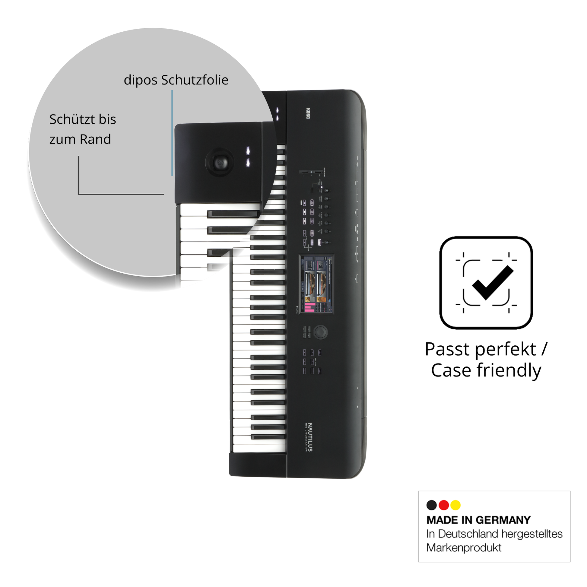 Schutzglasfolie mit optimaler Passform, zur Verwendung mit Hüllen geeignet