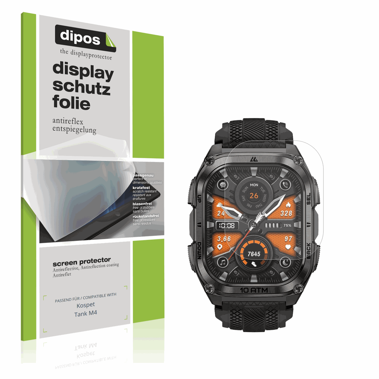 Matte Displayschutzfolie von dipos passend für Kospet Tank M4, präziser Zuschnitt und blasenfrei montiert