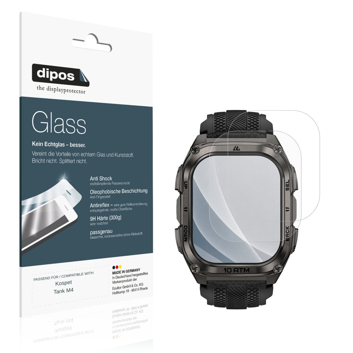 Matte Displayschutzfolie von dipos passend für Kospet Tank M4, 9H kratzfest und blasenfrei montiert